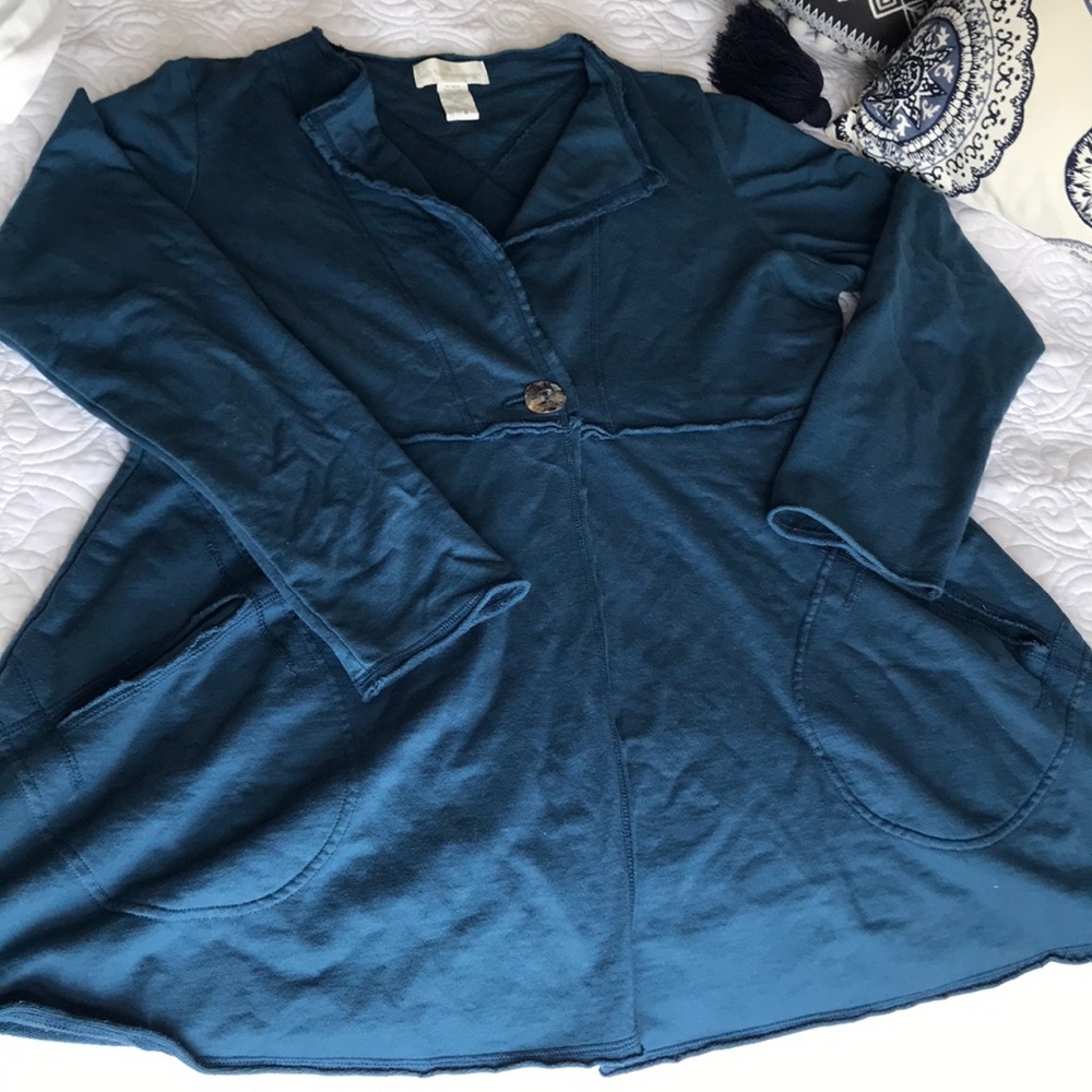 Soft Surroundings Cardigan Teal Blue Size Lg